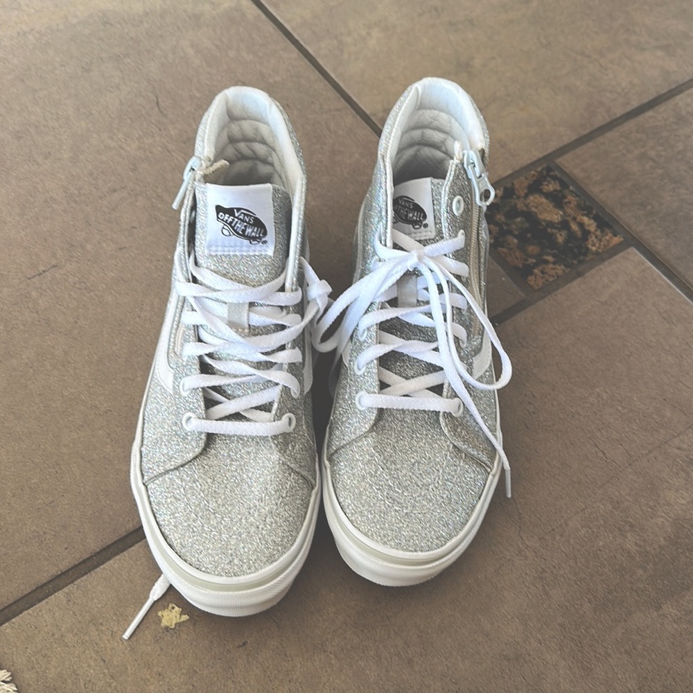 Silver hi top vans kids 3